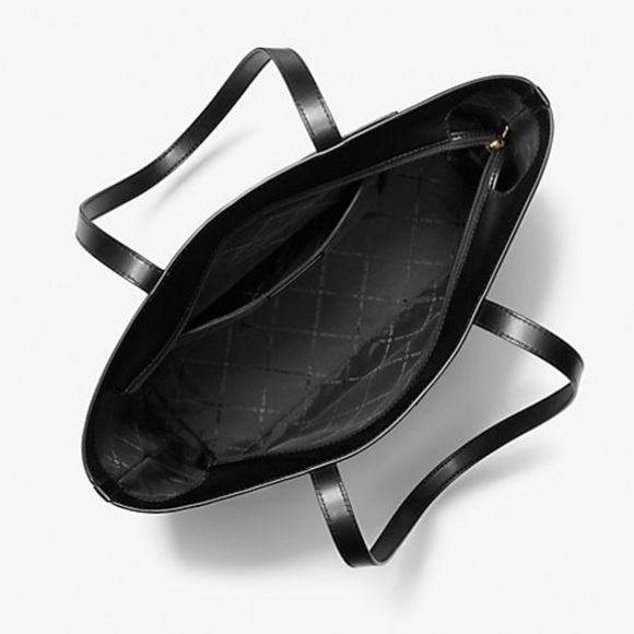 NWT MICHAEL Michael Kors Jet Set Travel Medium Two Tone Logo Tote Bag Black - Picture 4 of 15